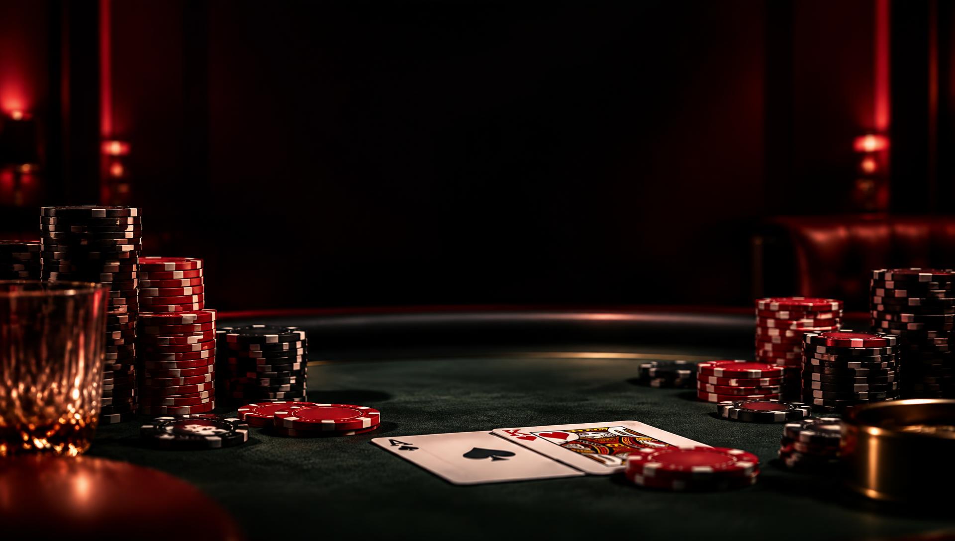 Poker table, cards and chips